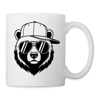 Urban Bear – Cool Bear with Cap and Sunglasses - Mug - white - Right