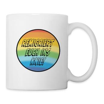 Migrate to your knees! - Mug - white - Right