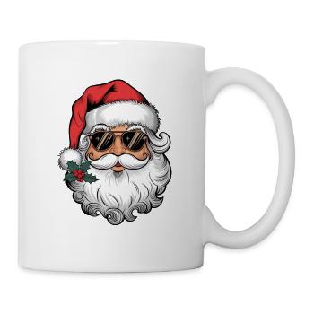 Santa with sunglasses and Christmas kiss - Mug - white - Right