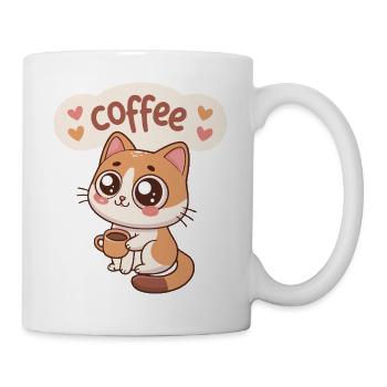 Sweet Kawaii Coffee Cat - Mug - white - Right