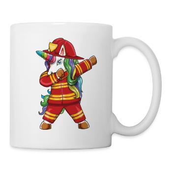 Dabbing Einhorn-Feuerwehrmann Papa Ersthelfer Gi - Tasse - Weiß - Rechts