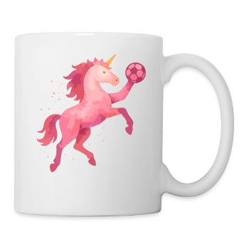 Unicorn Handball Watercolor, Pink Horse, Girl - Mug - white - Right
