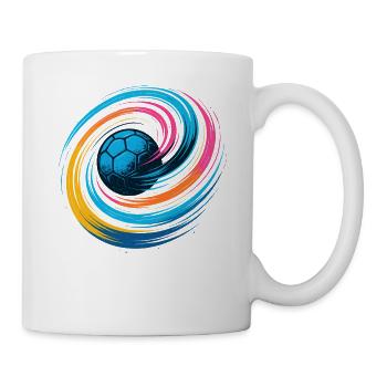 Balle néon de handball, lancer tourbillon coloré, dynamique - Mug blanc - blanc - Droite