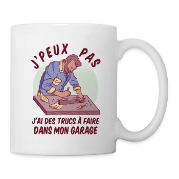 Ich kann nicht Garagenhumor DIY machen - Tasse - Weiß - Rechts