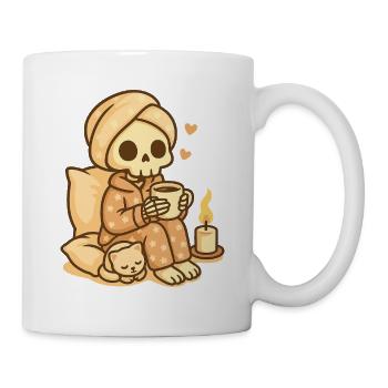 Cozy Pajama Skeleton – Warm & Cute - Mug - white - Right