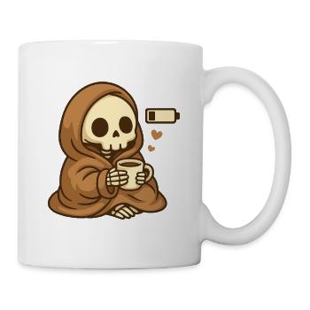 Low Battery Skelett – Cozy Kaffee - Tasse - Weiß - Rechts