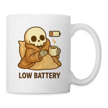 Low Battery Skelett – Cozy müde - Tasse - Weiß - Rechts
