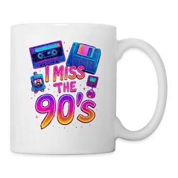 Ich vermisse die 90er – Neon-Retro-Nostalgie - Tasse - Weiß - Rechts