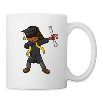 Afro Tupfen Schwarzes Mädchen Absolvent lockiges Haar - Tasse - Weiß - Rechts