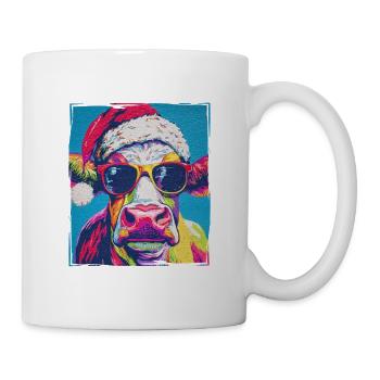 Kuh Weihnachten Porträt - Tasse - Weiß - Rechts