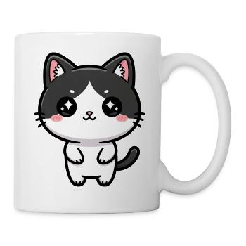 Kawaii-Katze mit Sternenaugen - Tasse - Weiß - Rechts