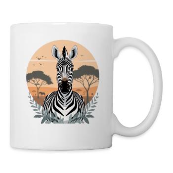Zebra in savannah sunset - Mug - white - Right