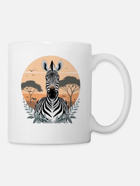 Zebra im Savannensonnenuntergang - Tasse - Weiß