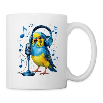 Papagei mit Kopfhörer-Mikro - Tasse - Weiß - Rechts