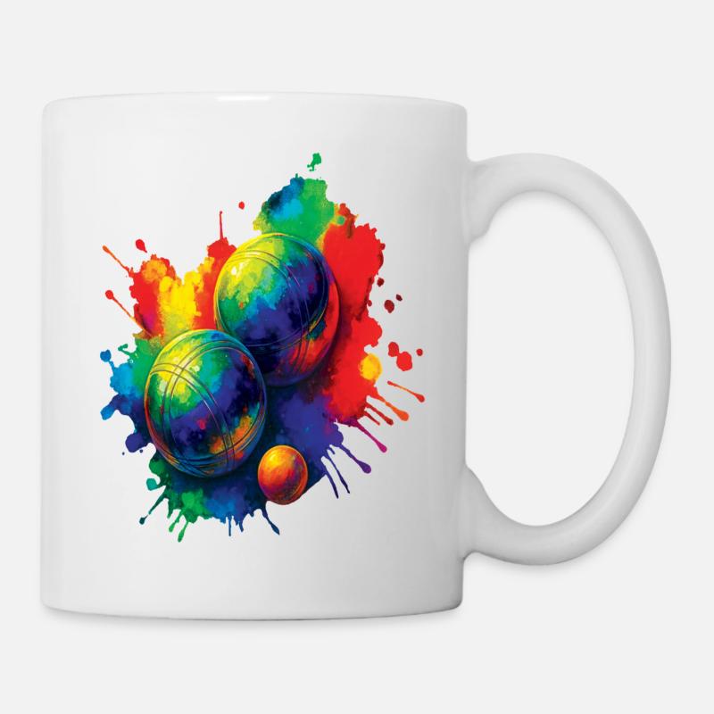Pétanque Splash Art - Jeu de Boules Colorées - Mug blanc - blanc