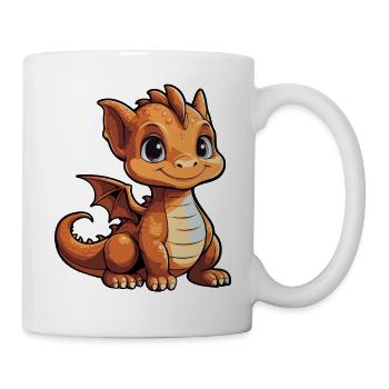 Kleiner Cartoon-Drache - Tasse - Weiß - Rechts