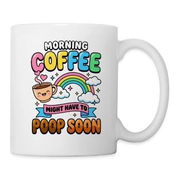Morning Coffee Muss wohl bald aufs Klo Lustig  - Tasse - Weiß - Rechts