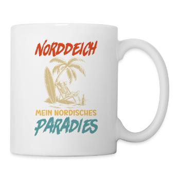 NORDDEICH IST MEIN NORDISCHES PARADIES Lustig - Tasse - Weiß - Rechts