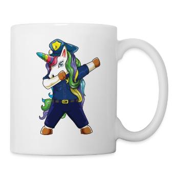 Dabbing Unicorn Police Dad Officer Father's Day Gi - Mug - white - Right