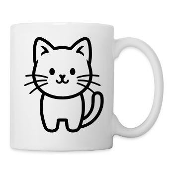 Niedliche stilisierte kleine Katze - Tasse - Weiß - Rechts