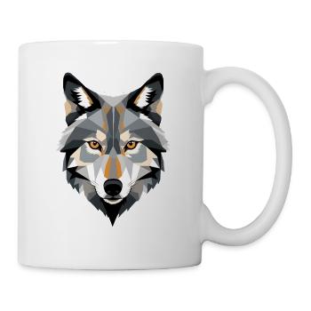 Geometrischer Wolfkopf - Tasse - Weiß - Rechts