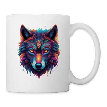 Explosion de couleurs du motif du cœur du loup néon - Mug blanc - blanc - Droite
