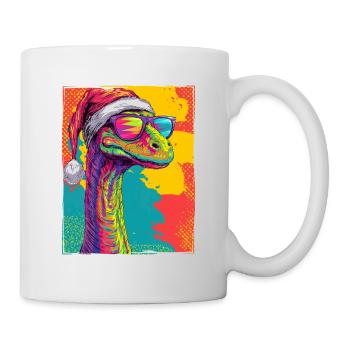 Portrait de Noël du Brontosaure Dinosaure - Mug blanc - blanc - Droite