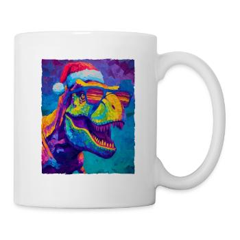 Dinosaur T-Rex Christmas Portrait - Mug - white - Right