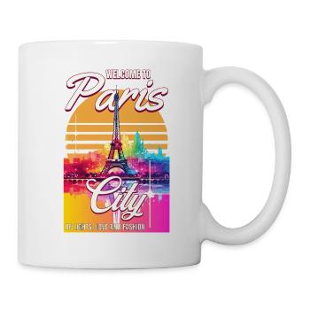 Tour Eiffel de Paris France Silhouette de la ville Colorée - Mug blanc - blanc - Droite