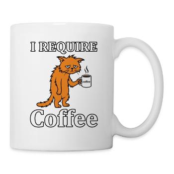 Ich brauche Kaffee Spruch Lustige Müde Katze - Tasse - Weiß - Rechts