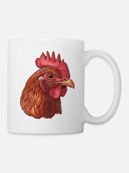 Huhnengesicht im PopArt Stil - Tasse - Weiß