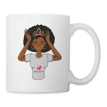 Black Afro Queen I Love My Hair Natural Melanin Gi - Mug - white - Right