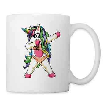 Einhorn-Bikini-Sommerurlaub am Strand tupfen – lustig - Tasse - Weiß - Rechts
