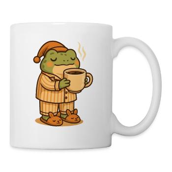 Kawaii Cozy Frog in Pajamas – Frog Art - Mug - white - Right