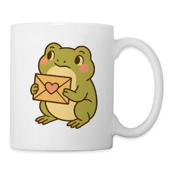 Kawaii Frosch mit Herzbrief – Cute Frog Art - Tasse - Weiß - Rechts