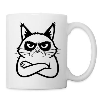 Cat Line Art Cartoon Illustration - Mug - white - Right