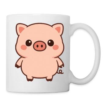 Dessin animé de Kawaii Porcelet - Mug blanc - blanc - Droite