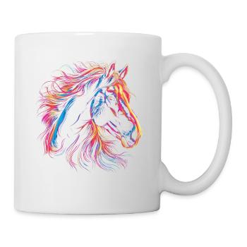 Buntes Pferdeporträt im künstlerischen Stil - Tasse - Weiß - Rechts