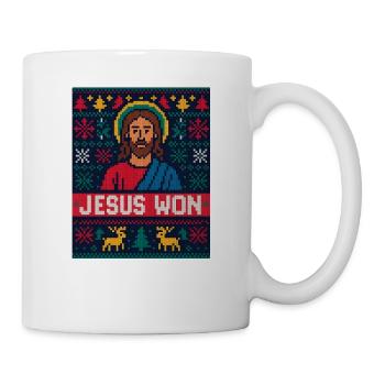 Jesus Won Pixel Xmas Christian Faith - Mug - white - Right