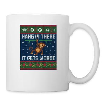 Tiens bon, singe moche animal de Noël - Mug blanc - blanc - Droite