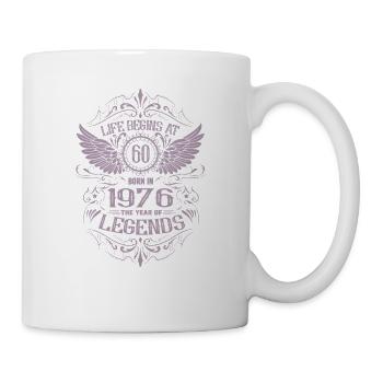 60. Geburtstag Leben beginnt Engel Flügel Jahrgang - Tasse - Weiß - Rechts