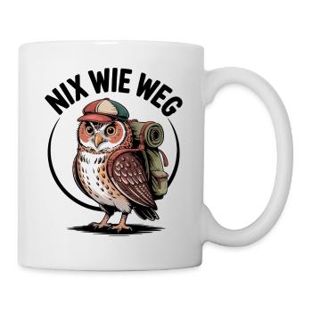Hiking owl with backpack - Mug - white - Right