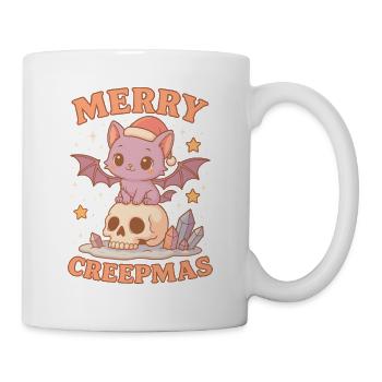 Merry Creepmas Cat Pastel Goth Christmas Skull - Mug - white - Right