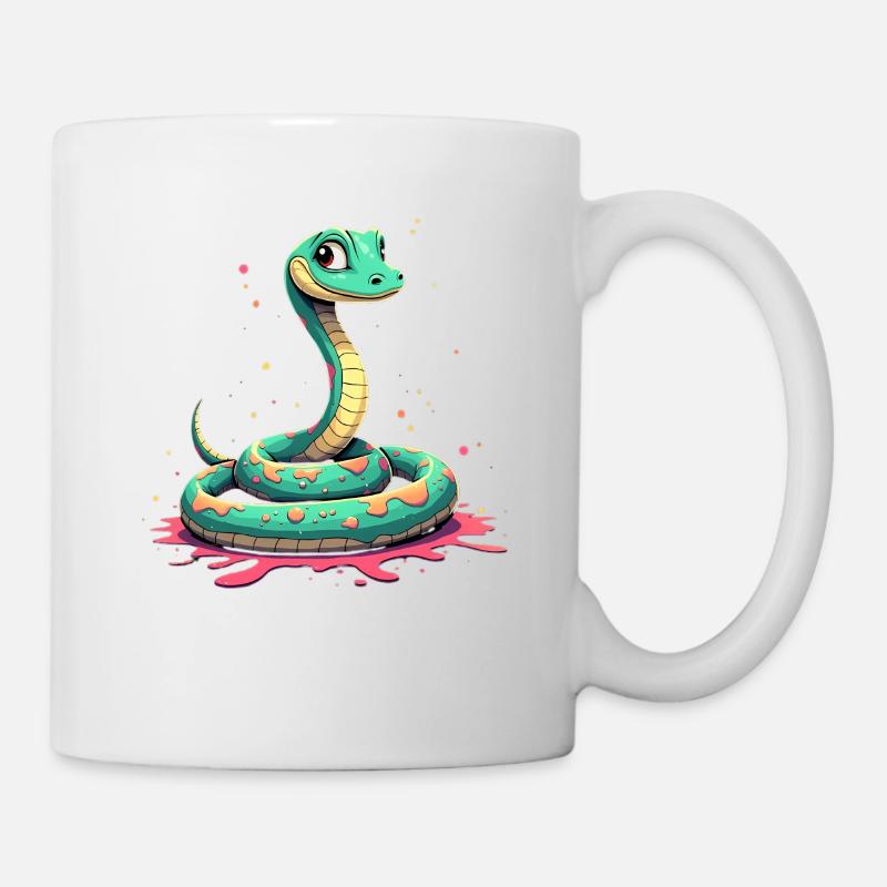 Tealschlange mit Farbspritzern - Tasse - Weiß
