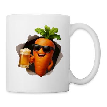 Kernkarotte mit Bier und Sonnenbrille - Tasse - Weiß - Rechts