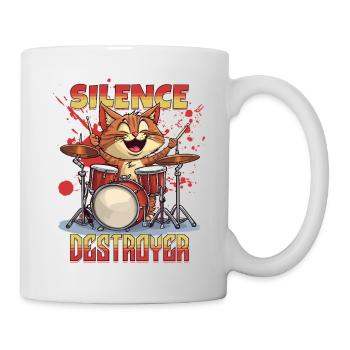 Tambours Tambours Silence Destructeur Chat Drôle - Mug blanc - blanc - Droite