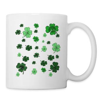 Kleeblatt Funkeln Muster - Tasse - Weiß - Rechts