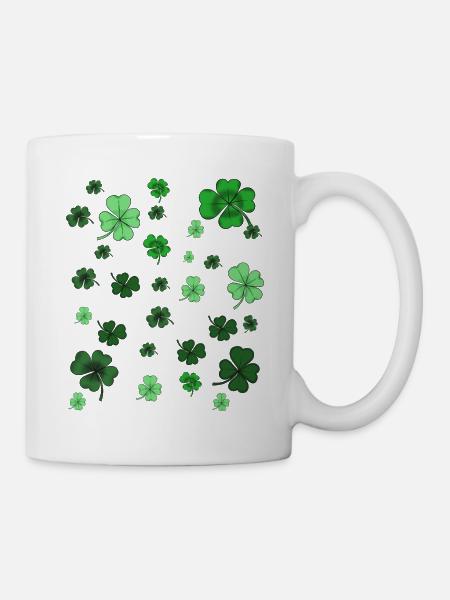 Kleeblatt Funkeln Muster - Tasse - Weiß
