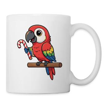 Perroquet joyeux avec une canne d’orge d’orge - Mug blanc - blanc - Droite