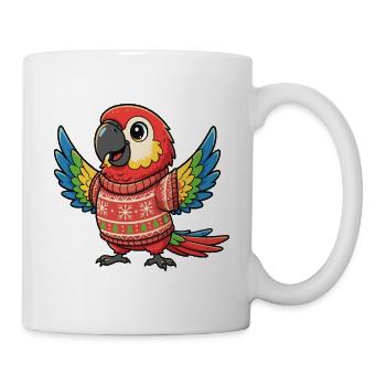 Colorful Christmas parrot in sweater - Mug - white - Right
